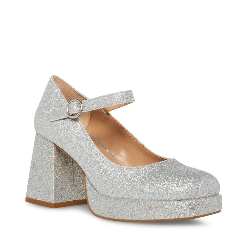 Tacones Steve Madden Mingle Glitter Mujer Plateadas | ES YZ0ES1